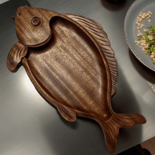 Rustic Fish Design Wooden Tray for Food - Image 7
