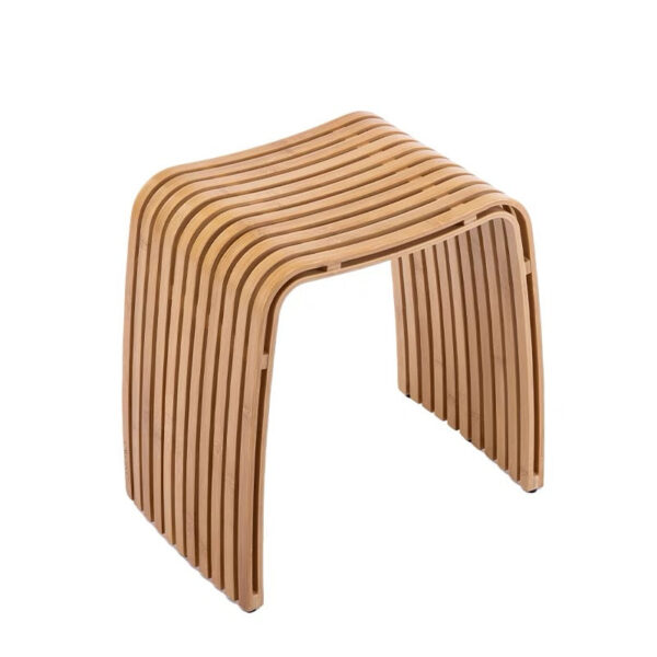 Eco-Friendly Bamboo Curved Stool – Perfect for Dining, Vanity, or Shower - Image 5