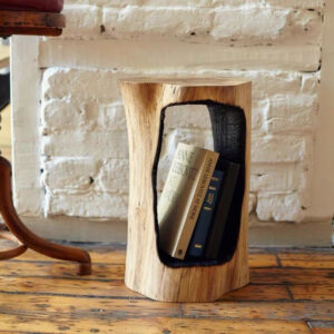 Charred Wood Stump Coffee Table, Low Stool, Unique Rustic Accent Piece