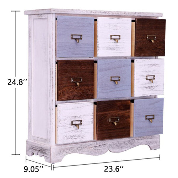Simple Retro Nine Drawers Storage Cabinet - Image 2