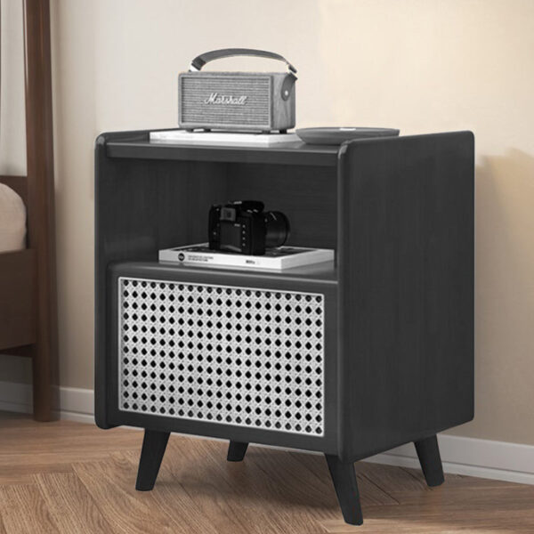 Solid Wood Rattan Nightstands - Image 8