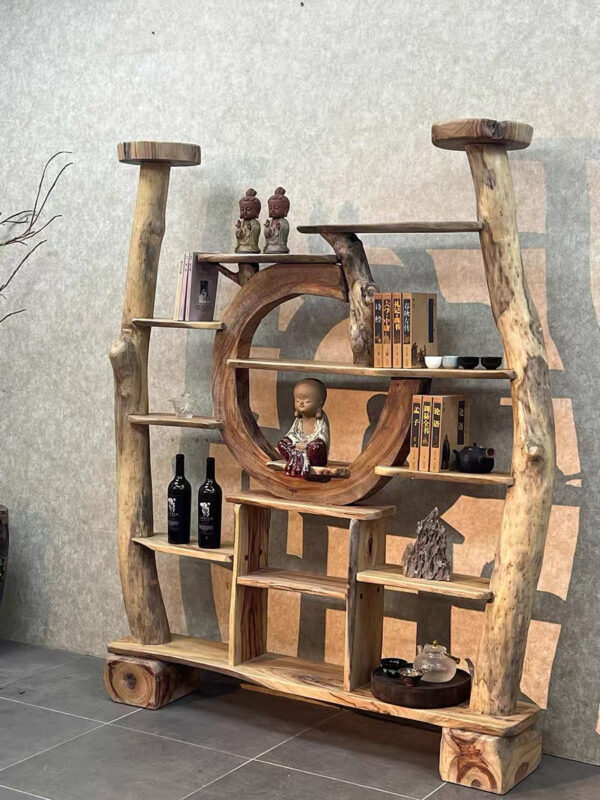 Natural Wood Divider and Display Cabinet - Image 5