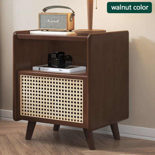 Solid Wood Rattan Nightstands - Image 4