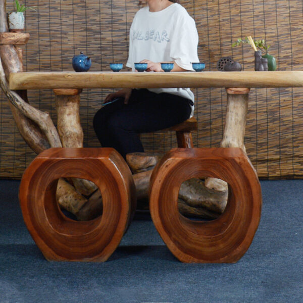 Round Wooden Pier Stool - Image 12