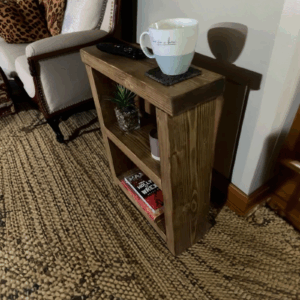 Rustic Solid Wood Sofa Side Table – Vintage Two-Tier Accent Cabinet