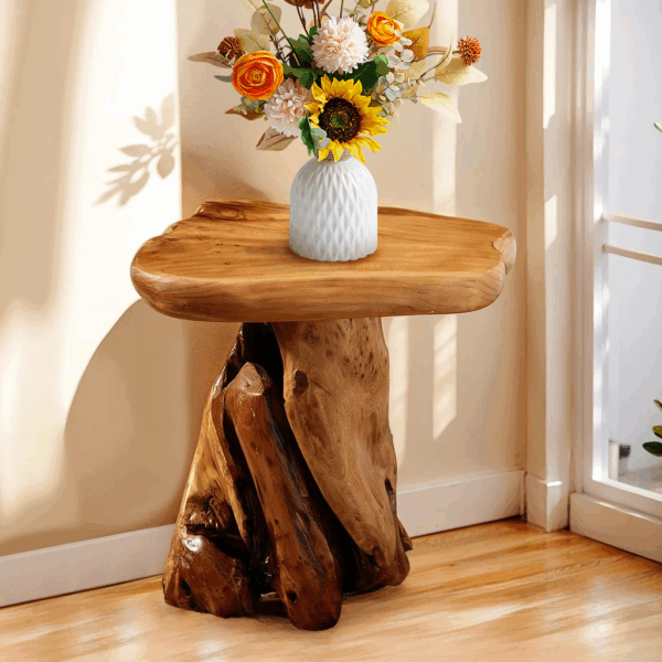 Handcrafted Natural Stump Side Table, Accent Stool & Plant Stand - Image 8