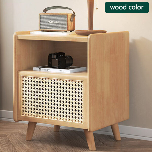 Solid Wood Rattan Nightstands - Image 7