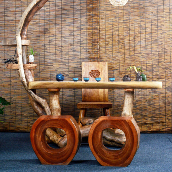 Round Wooden Pier Stool - Image 14