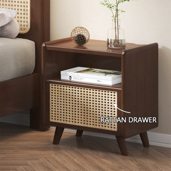 Solid Wood Rattan Nightstands - Image 6