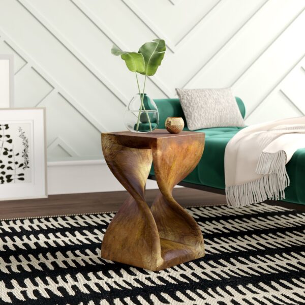 20'' Tall Solid Wood Abstract End Table - Image 8