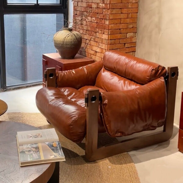 Luxurious Reclining Lounge Chair – Genuine Leather with Oak Frame - Image 5