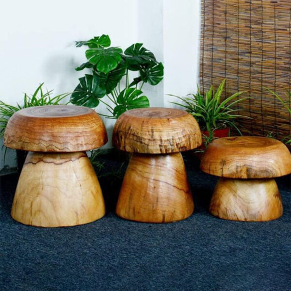 Retro Wooden Mushroom Stool - Image 6