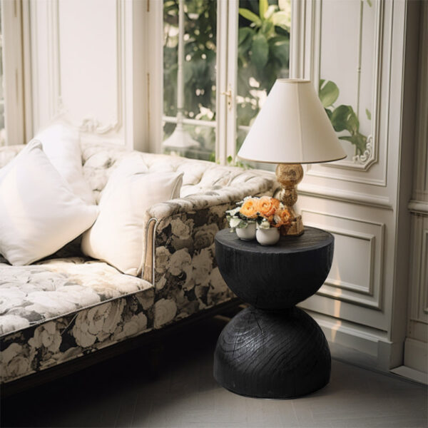 Hourglass Black Pine End Table - Image 7