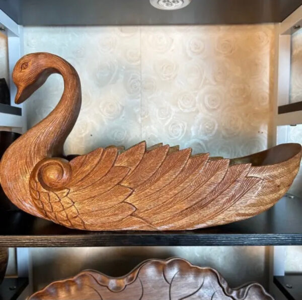 Solid Wood Swan-Shaped Serving Tray - Image 4