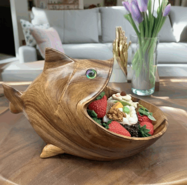 Handcrafted Artistic Wooden Goldfish Candy Box - Image 2