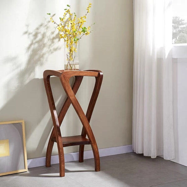 Solid Ash Wood Artistic Plant Stand, Floor-Standing Spiral Flower Pot Holder - Image 7