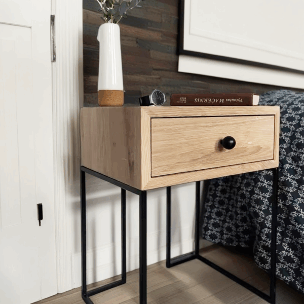 Iron base drawer bedside table with industrial style - Image 8
