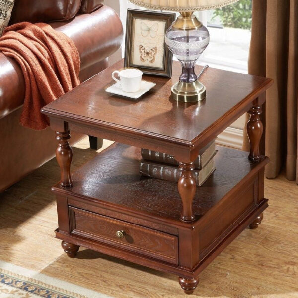 Classic solid wood side table with drawers - Image 2