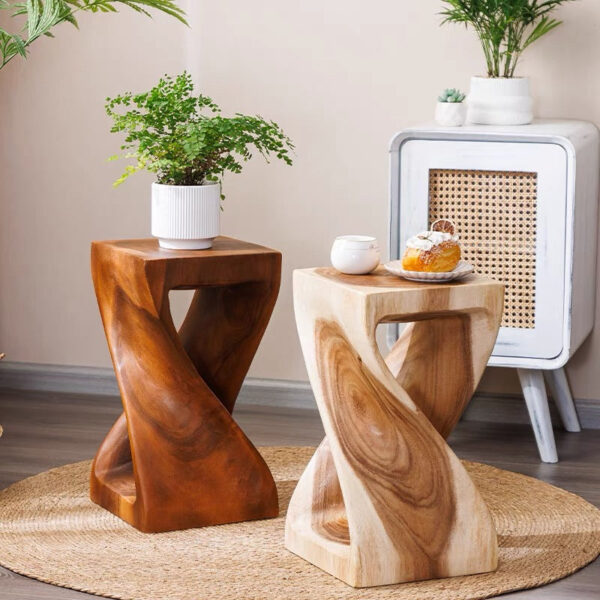 20'' Tall Solid Wood Abstract End Table - Image 5