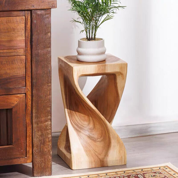 20'' Tall Solid Wood Abstract End Table - Image 6
