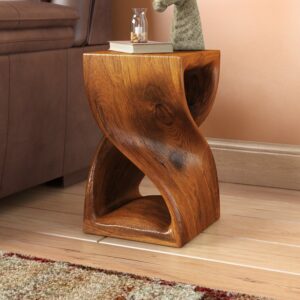 20'' Tall Solid Wood Abstract End Table