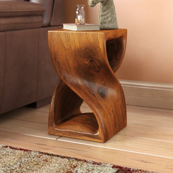 20'' Tall Solid Wood Abstract End Table