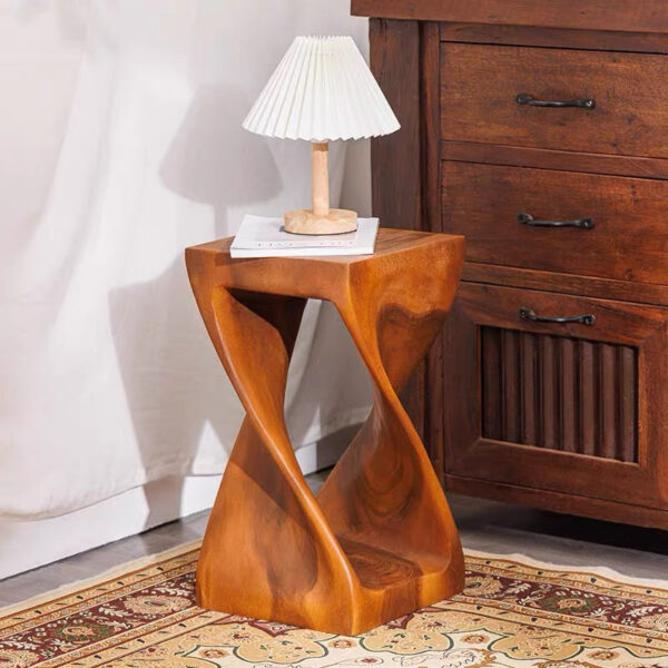 20'' Tall Solid Wood Abstract End Table - Image 2