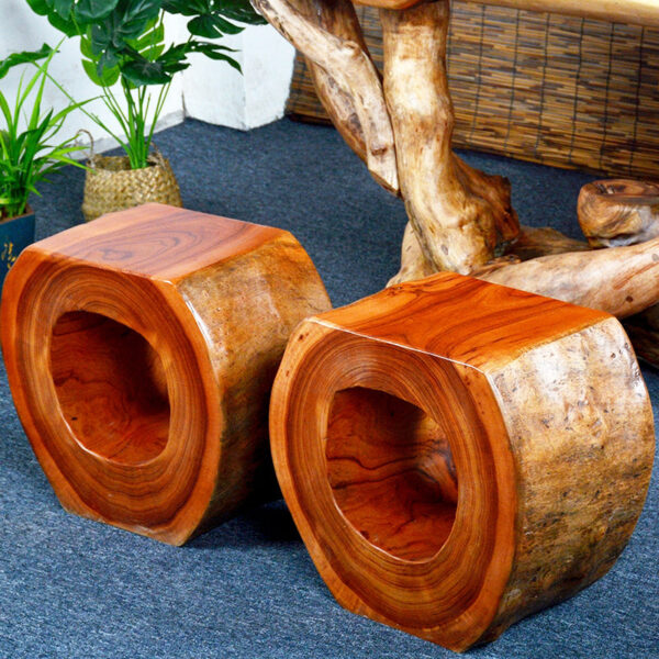 Round Wooden Pier Stool - Image 7