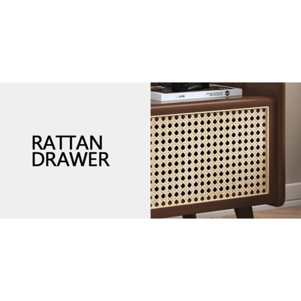 Solid Wood Rattan Nightstands - Image 12