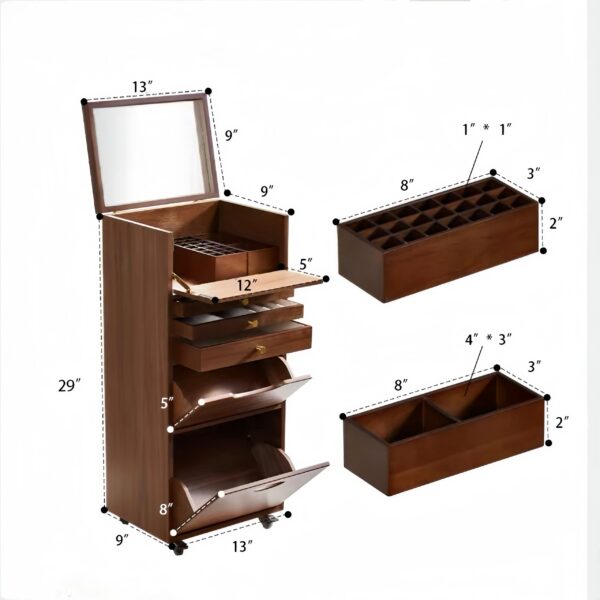 Wooden movable cosmetics vertical storage cabinet - Image 5