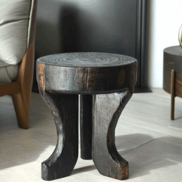 Solid Wood Oval Low Stool - Octopus-Shaped Side Table - Image 2