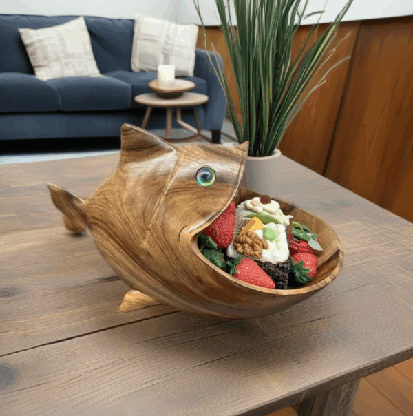 Handcrafted Artistic Wooden Goldfish Candy Box - Image 4