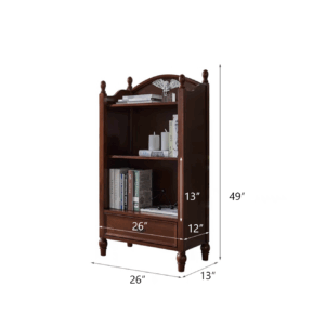 Rustic 3-Tier Tall Bookcase with Drawer, Solid Wood Storage Shelf for Living Room