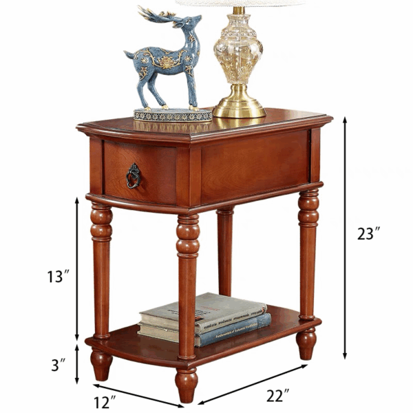 Ultra Slim Solid Wood Sofa Side Table / Narrow Nightstand with Drawer and Shelf - Image 5