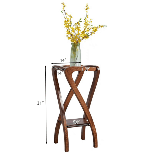 Solid Ash Wood Artistic Plant Stand, Floor-Standing Spiral Flower Pot Holder