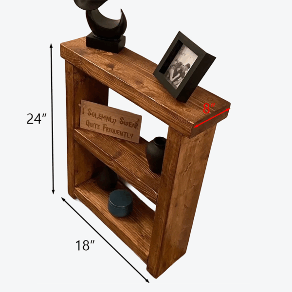 Rustic Solid Wood Sofa Side Table – Vintage Two-Tier Accent Cabinet - Image 6