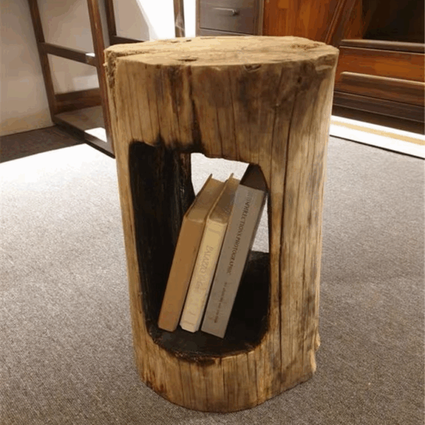 Charred Wood Stump Coffee Table, Low Stool, Unique Rustic Accent Piece - Image 6