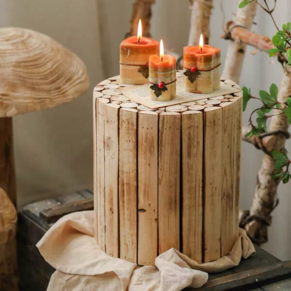 Rustic Wooden Stump Stool – Unique Farmhouse Style End Table - Image 5