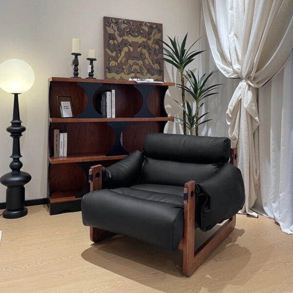 Luxurious Reclining Lounge Chair – Genuine Leather with Oak Frame - Image 6