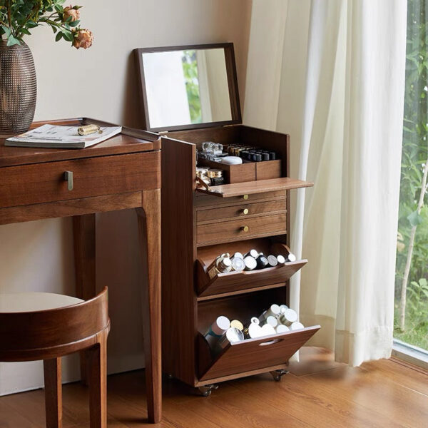 Wooden movable cosmetics vertical storage cabinet - Image 9