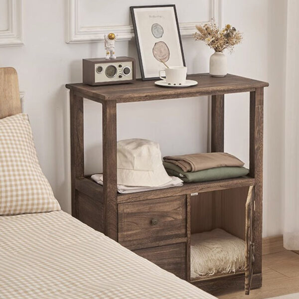 Solid Wood Hollow Two Drawer Nightstands - Image 9
