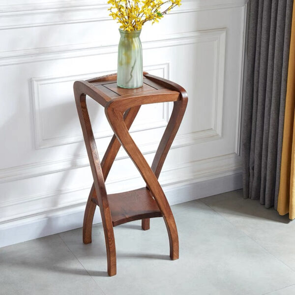 Solid Ash Wood Artistic Plant Stand, Floor-Standing Spiral Flower Pot Holder - Image 8
