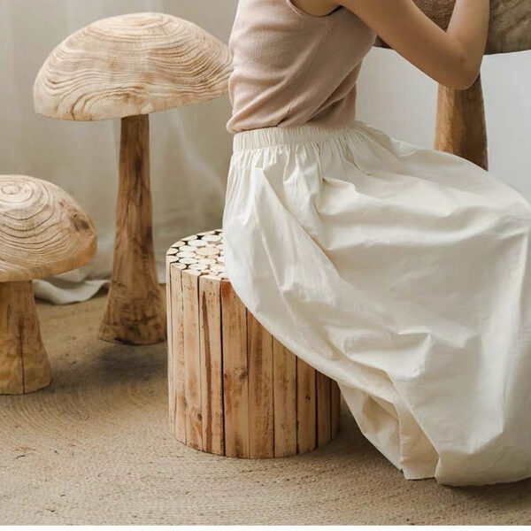 Rustic Wooden Stump Stool – Unique Farmhouse Style End Table - Image 2