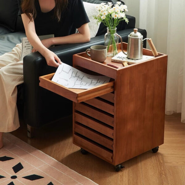 Mobile Solid Wood File Cabinet with 7 Drawers - Image 6