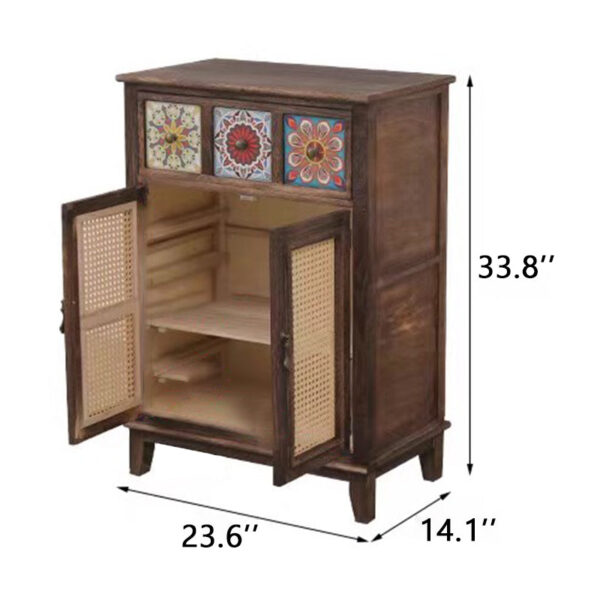 Retro Rattan Storage Cabinet - Image 9