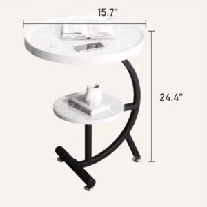 C-Shaped Two-tier Round Side Table