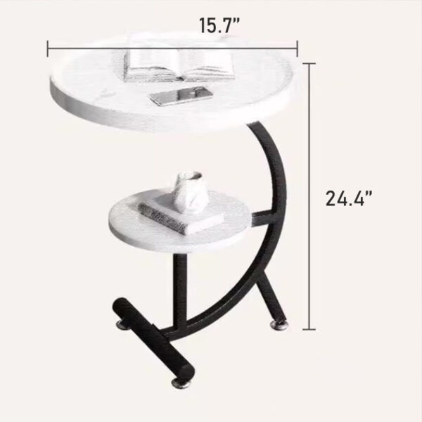 C-Shaped Two-tier Round Side Table