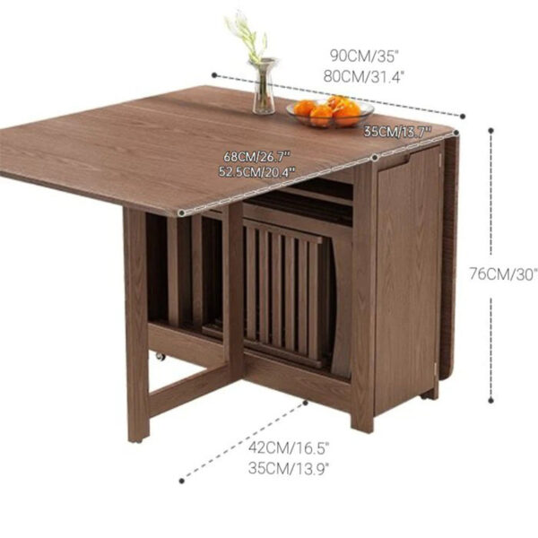 Folding Solid Wood Movable Table