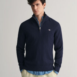 Structured Cotton Half-Zip Sweater