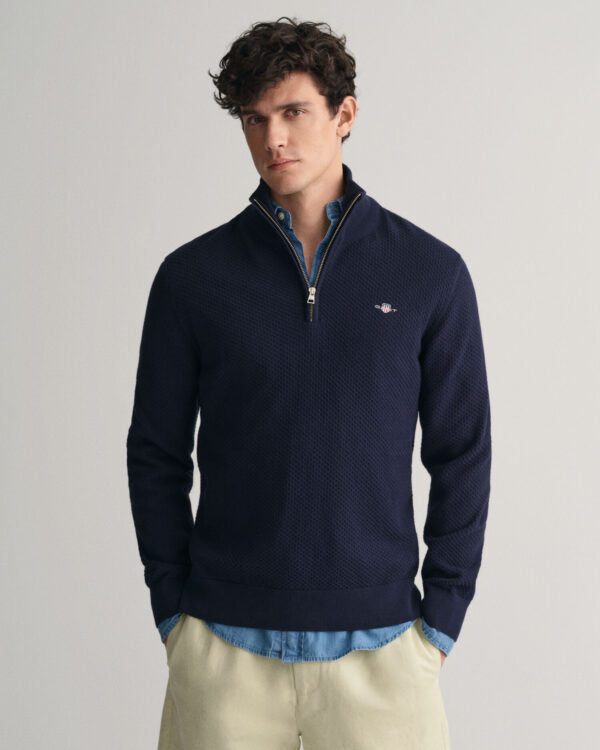 Structured Cotton Half-Zip Sweater